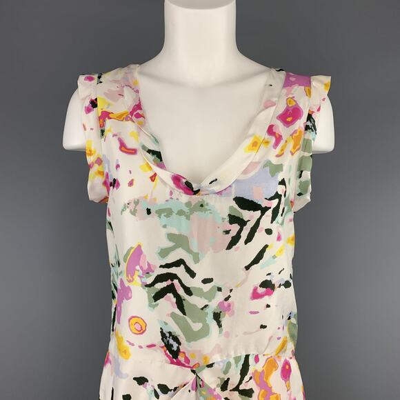 Thakoon White Floral Print Sleeveless Silk Sheath Mini Dress 6 - Picture 2 of 15